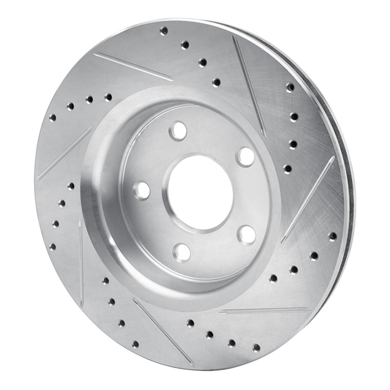 Jeep Commander Brake Rotor (1) - Front Left - R1 Concepts - Drilled & Slotted - Silver - `05-`10